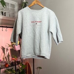 Vintage‎ Tommy Hilfiger Sweatshirt Crewneck Embroidered Logo Heather Gray M